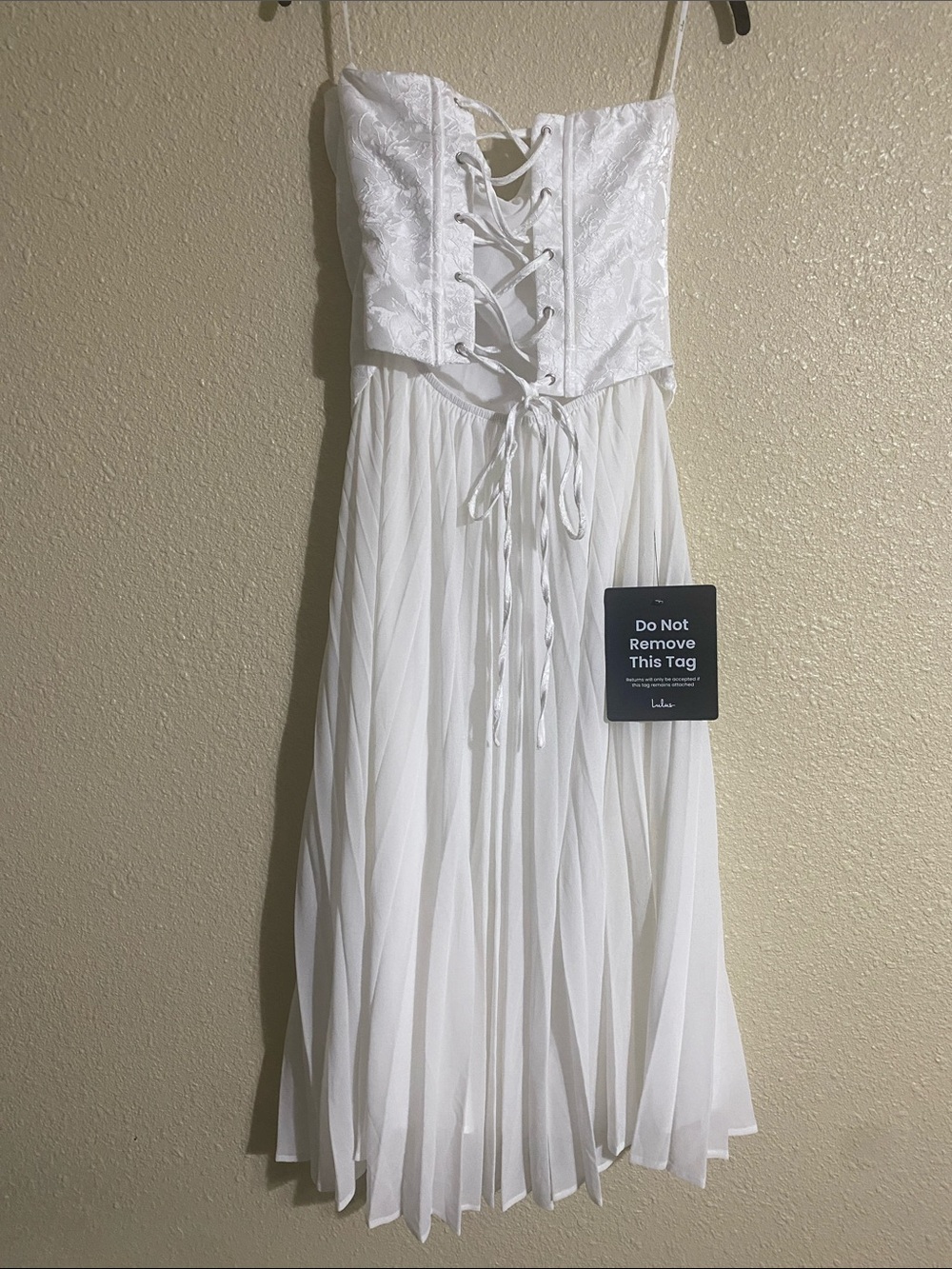 Lulus Laubrey White Floral Jacquard Midi Dress and Scarf Set Size L NWT - Picture 7 of 16
